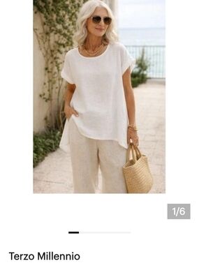 Terzo Millennio White Short Sleeve Linen Tee